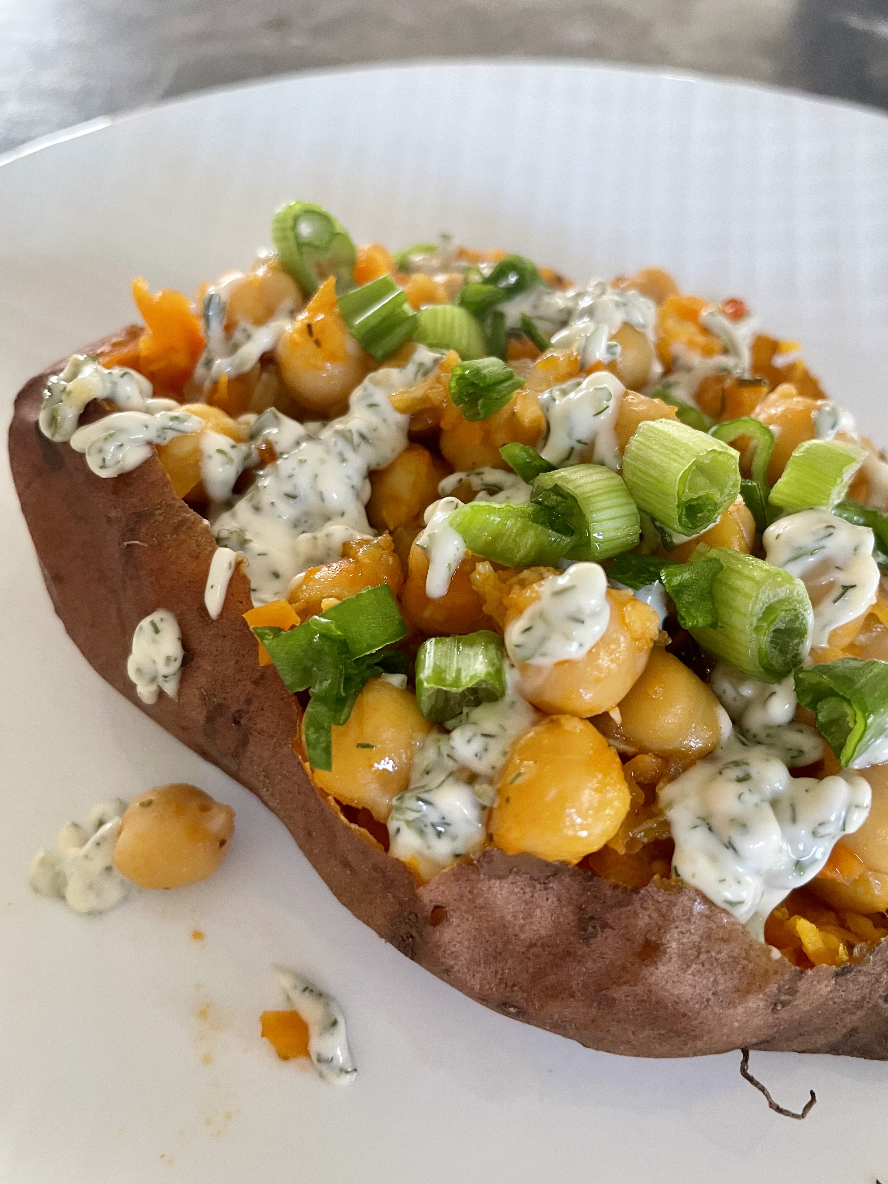 Buffalo Ranch Stuffed Sweet Potato